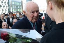 Simcha Rotem, dit "Kazik", lors d'une visite à Varsovie le 18 avril 2013. Dernier combattant juif d ela révolte du ghetto de Varsovie contre les nazis en 1943, Il s'est éteint à l'âge de 94 ans en Isr