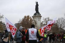 Début de la manifestation de la CGT le 1er décembre 2018 place de la République, à Paris