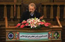 Le président du Parlement iranien, Ali Larijani, lors d'une conférence de presse à Téhéran, le 3 décembre 2018