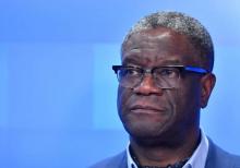 Le prix Nobel de la Paix, le Congolais, Denis Mukwege donne une conférence de presse à Bruxelles le 26 novembre 2018.