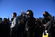 Manifestation contre les violences policières et le racisme, le 25 janvier 2019 à Seixal, dans la banlieue de Lisbonne, au Portugal