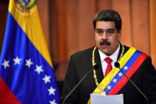 Le président vénézuélien Nicolas Maduro lors d'une conférence de presse, le 9 janvier 2019 à Caracas