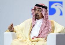 Le ministre de l'Energie Khalid al-Falih lors d'une conférence internationale sur le pétrole (Adipec), le 12 novembre 2018 à Abou Dhabi
