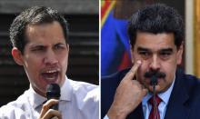 Photo montage créé le 25 janvier 2019 de Juan Guaido (g) qui s'est auto-proclamé président du Venezuela et du président en titre Nicolas Maduro