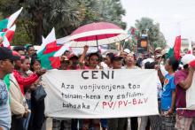 Des partisans de l'ex-chef de l'Etat Marc Ravalomanana manifestent à Antananarivo, le 2 janvier 2019