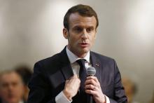 Emmanuel Macron participe à un débat-citoyen à Bourg-de-Péage près de Valence le 24 janvier 2019