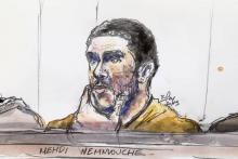 Croquis d'audience de Mehdi Nemmouche lors de son procès le 10 janvier 2019 à Bruxelles