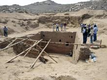 Photo non datée, publiée par l'agence de presse Andina le 15 février 2019, d'une chambre funéraire inca découverte dans la province de Lambayeque (Pérou)