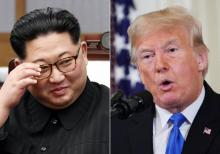 Photos d'illustration du dirigeant nord-coréen Kim Jong Un, photographié en avril 2017, et du président américain Donald Trump, le 7 novembre 2018