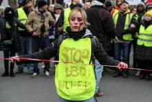 Manifestation de gilets jaunes protestant contre les violences policières, le 2 février 2019 à Paris
