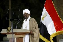 Le président soudanais Omar el-Béchir parlant à ses partisans à Khartoum le 9 janvier 2019