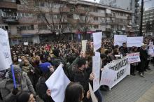 Manifestation à Pristina contre les viols d'une adolescente, le 8 février 2019