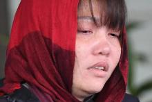 La Vietnamienne Doan Thi Huong (voile rouge), accusée d'assassinat, au tribunal de Shah Alam (Malaisie) le 14 mars 2019