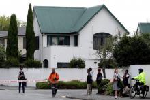 La police bloque les accès à la mosquée Masjid al Noor le 15 mars 2019 à Christchurch (Nouvelle-Zélande)