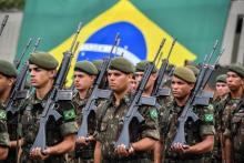 Des militaires brésiliens commémorent le coup d'Etat de 1964, le 28 mars 2019 à Sao Paulo