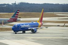 Un Boeing 737 MAX 8 de la compagnie Southwest Airlines sur le tarmarc de l'aéroport de Baltimore, le 13 mars 2019 dans le Maryland