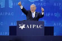 Le Premier ministre israélien Benjamin Netanyahu à la conférence annuelle de l'Aipac en 2018, le 6 mars 2018 à Washington