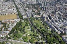 Vue aérienne du Parc Montsouris à Paris.