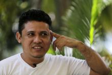 El opositor nicaragüense excarcelado Lenín Rojas durante una entrevista con AFP en Managua, el 16 de abril de 2019