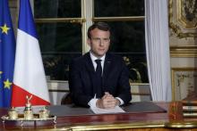 Emmanuel Macron le 7 mars 2019 lors d'une réunion du grand débat à Gréoux-les-bains