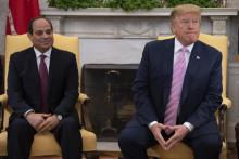 Le président américain Donald Trump reçoit son homologue égyptien Abdel Fattah al-Sissi dans le Bureau ovale, le 9 avril 2019