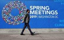 L'entrée du siège du FMI à Washington le 8 avril 2019