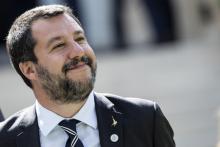 Le ministre de l'Intérieur italien Matteo Salvini lors d'une conférence de presse à Paris le 4 avril 2019