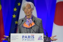 Le directrice du FMI Christine Lagarde au forum de Paris le 7 mai 2019 au ministère de l'Economie