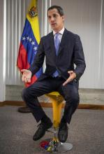 L'opposant vénézuélien Juan Guaido lors de son entretien avec l'AFP à Caracas, le 6 mai 2019