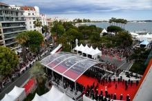 Vue générale de l'entrée du palais du festival à Cannes le 14 mai 2019