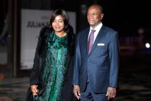 Le président guinéen Alpha Conde et son épouse Djene Kaba, à Paris en novembre 2018