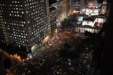 Des milliers de Brésiliens manifestent pour défendre l'université contre les coupes budgétaires, le 15 mai 2019 à Sao Paulo