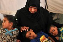 Salima, une mère irakienne de 36 ans vivant avec ses quatre enfants sans pièces d'identité dans le camp de déplacés de Laylan 2 dans le nord de l'Irak le 9 mai 2019