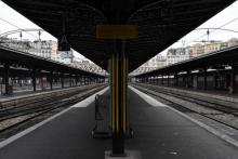 Des quais déserts gare de l'Est à Paris le 4 avril 2018, au 2e jour de la grève à la SNCF