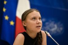 La Suèdoise Greta Thunberg, figure de la lutte contre le changement climatique, à l'Assemblée nationale, le 23 juillet 2019 à Paris