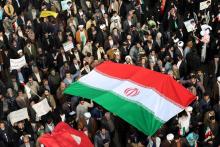 Manifestations prorégime dans la ville iranienne de Machhad après le mouvement de contestation, le 4 janvier 2018