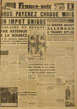 France-Soir Une 02.10.1947 Impôt Unique