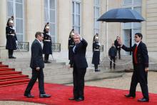 Le président russe à son arrivée à l'Elysée, le 11 novembre 2018 à Paris