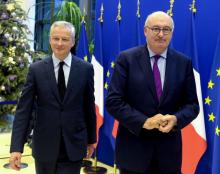 Le ministre français de l'Economie Bruno Le Maire et Phil Hogan, commissaire européen au Commerce, à Paris le 7 janvier 2020