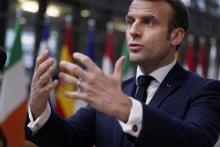 Le président Emmanuel Macron à Bruxelles le 20 février 2020 pour le sommet extraordinaire sur le budget européen