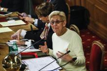 Isabelle Balkany préside le 13 février 2020 son dernier conseil municipal à Levallois-Perret avant les élections, en l'absence de son mari Patrick