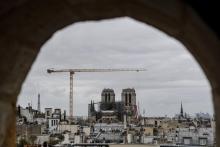 Notre-Dame de Paris en restauration vue depuis l'église Saint-Louis-en-L'ïle, le 20 février 2020 à Paris
