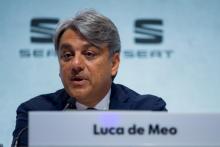Luca de Meo nouveau patron de Renault, lors d'une conférence de presse à Barcelone, le 27 mars 2019