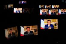 Le président français Emmanuel Macron, lors de son allocution le 13 avril 2020 à Paris
