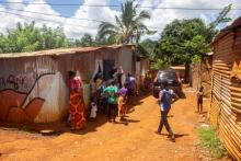Le bidonville de Karidjavendza à Kahani, sur l'île de Mayotte, dans l'océan Indien, le 1er avril 2020 lors du confinement