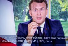 Emmanuel Macron s'adresse à la nation depuis l'Elysée lors d'un discours télévisé, le 14 juin 2020