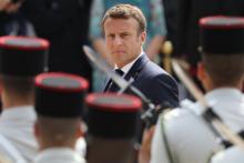 Le président Emmanuel Macron lors d'une cérémonie marquant le 79e anniversaire de l'appel du 18 juin au Mont Valérien, le 18 juin 2019
