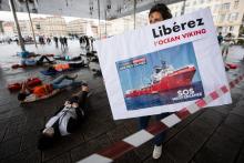 Manifestation pour réclamer la libération de l'Ocean Viking, le navire de SOS Méditerranée le 29 août 2020 à Marseille