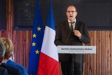 Le Premier ministre Jean Castex lors d'un discours le 8 septembre 2020 à Sanguinet (sud-ouest)