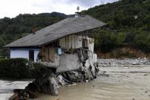 Une maison détruite par la crue de la Vésubie à Roquebillière (Alpes-Maritimes), le 3 octobre 2020